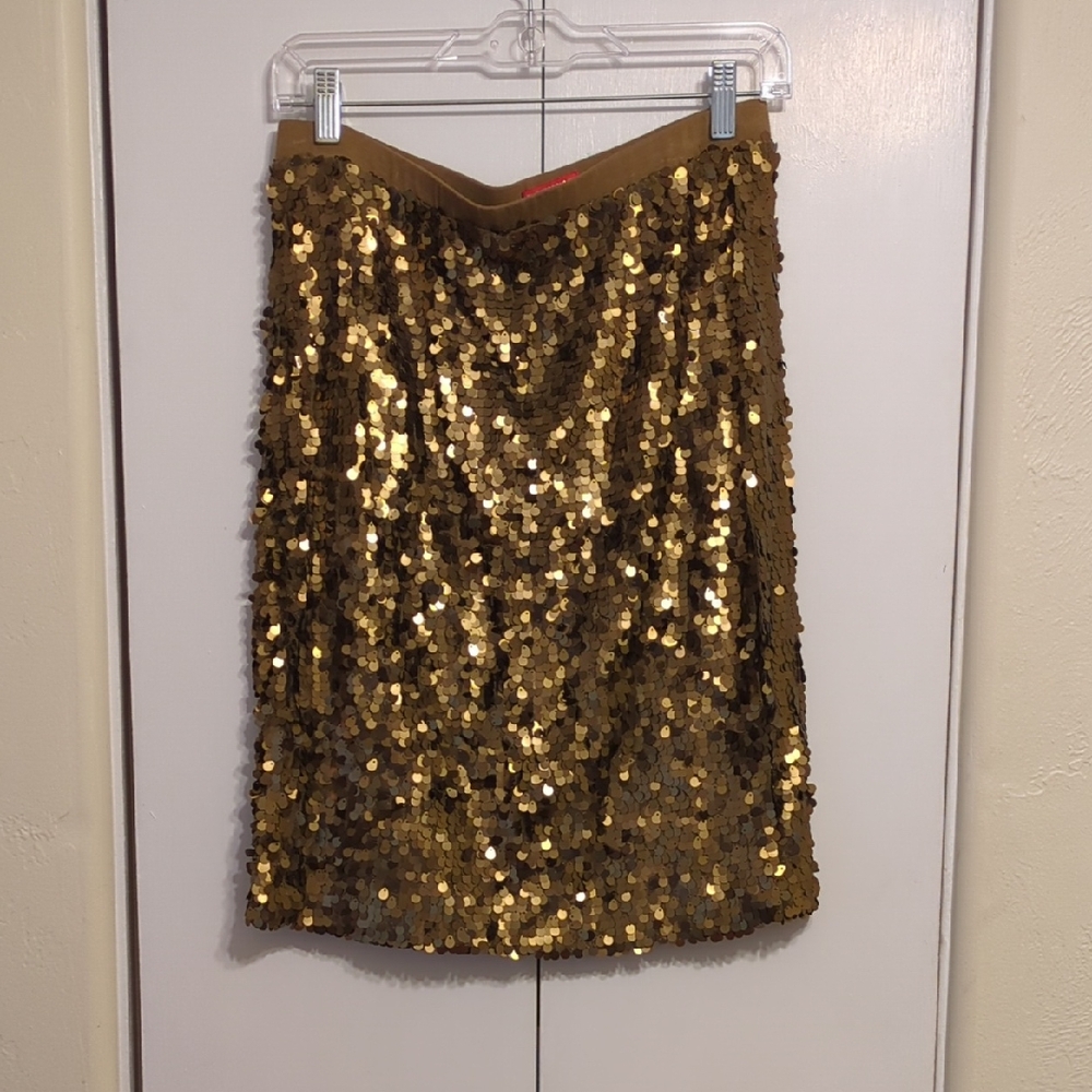 New York & Company Gold Sequin Pencil Skirt Cocktail
